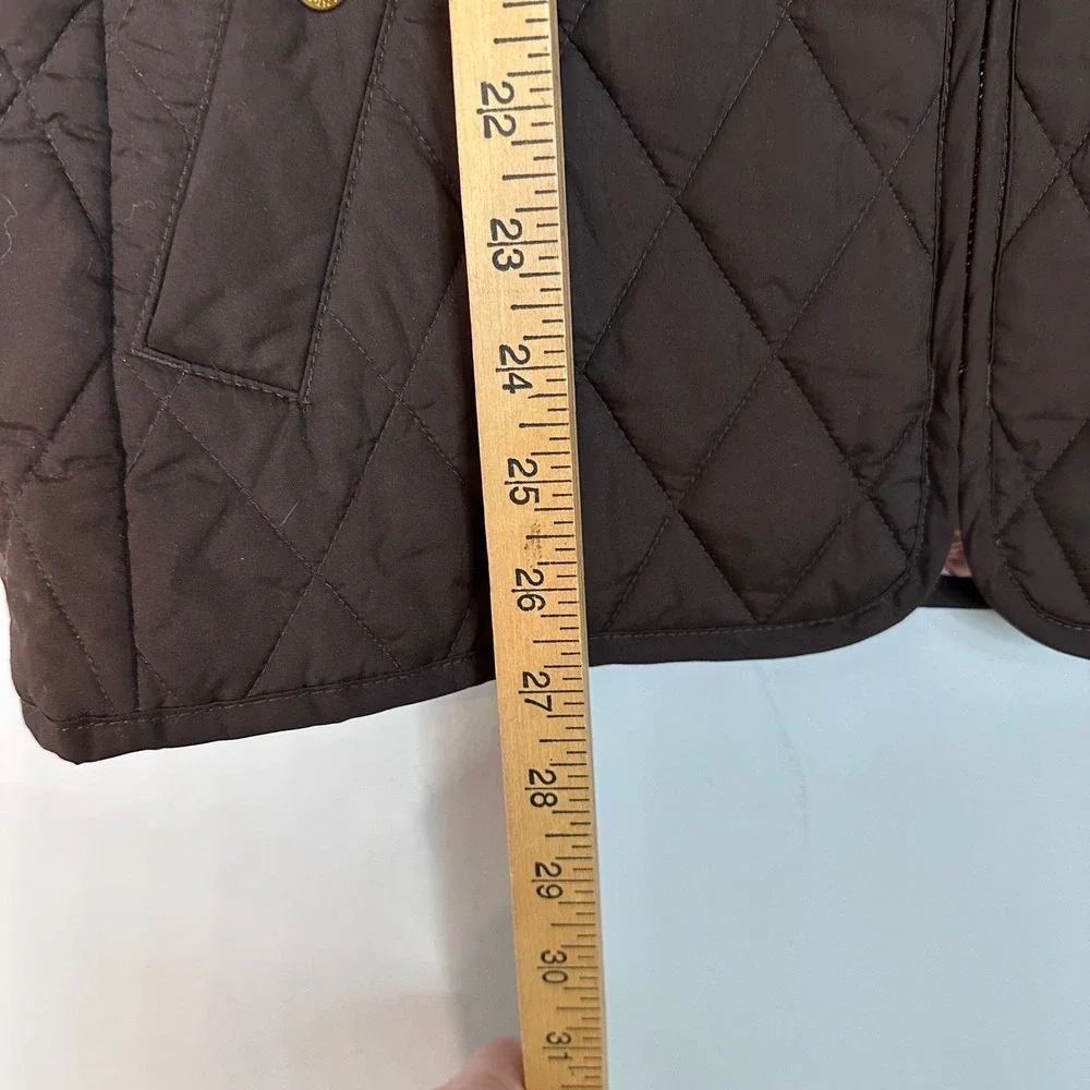 Lands End Black Quilted Barn Jacket Gold Hardware Pink Lining Women's Size Small